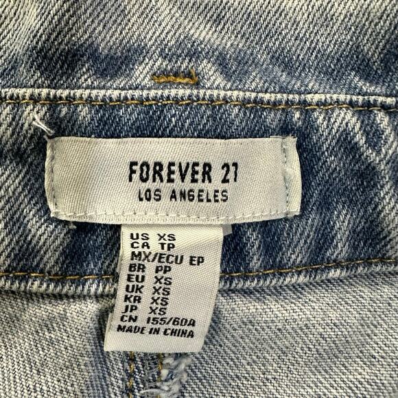 Forever 21 Y2K 90s Size XS High Waisted Belted Paper Bag Denim Jean Shorts - Picture 12 of 13